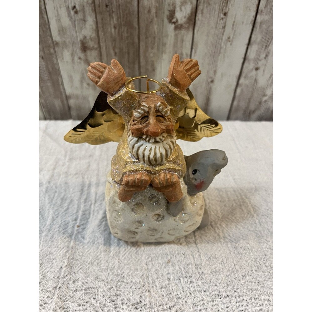 David Frykman 1996 All That Glitters Too Christmas Angel on Sheep Brass Wings